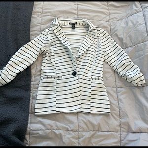 White and black Stripe Blazer